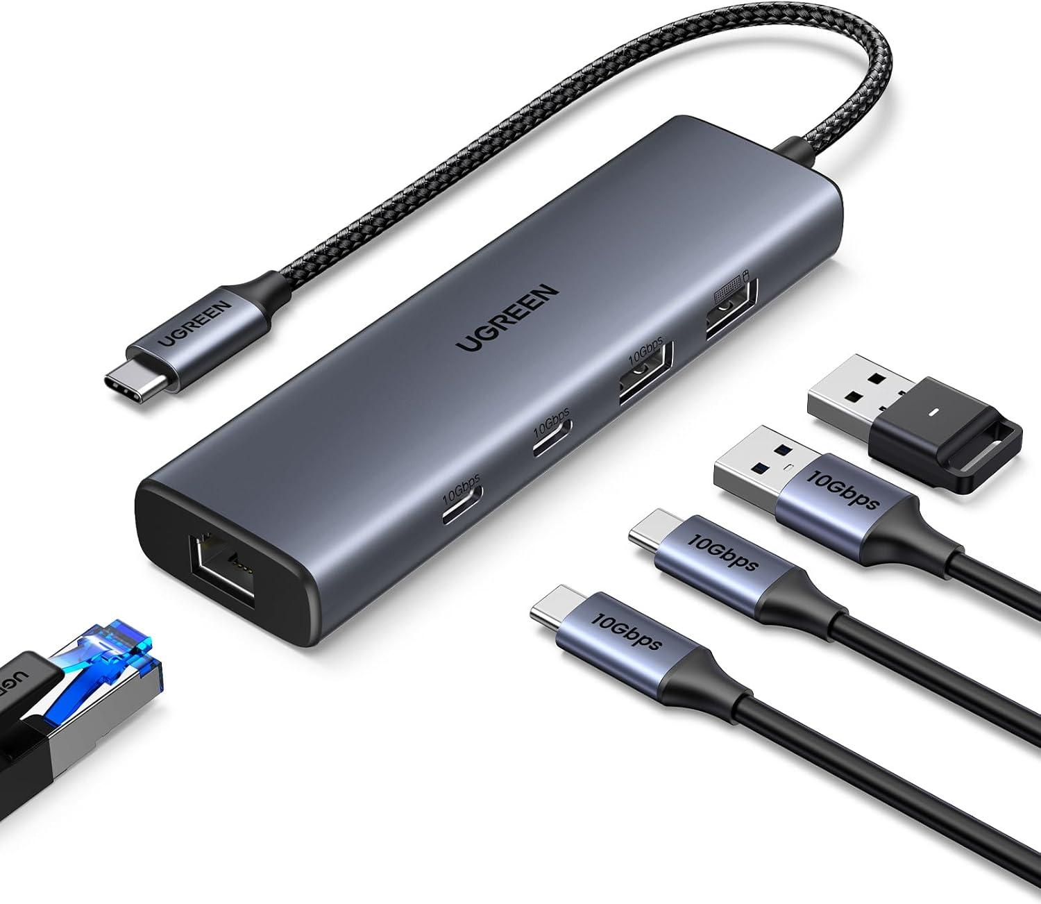 UGREEN Hub USB-C a Ethernet 6 in 1 1000Mbps RJ45 Thunderbolt 3 Gigabit