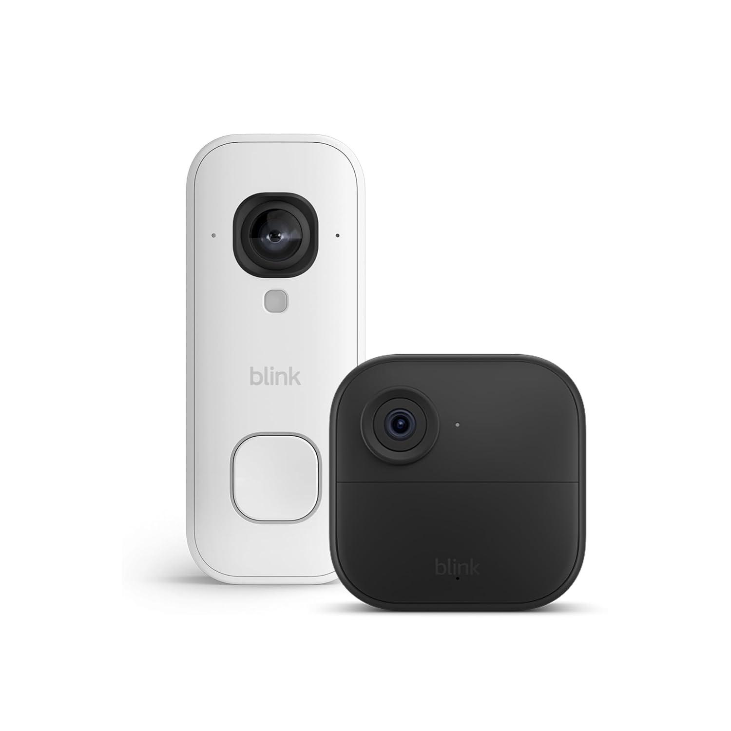 Blink Outdoor 4 con Blink Videocitofono 2K+ cablato (ultimo modello), Bianco, Modulo di sincronizzazione di base incluso