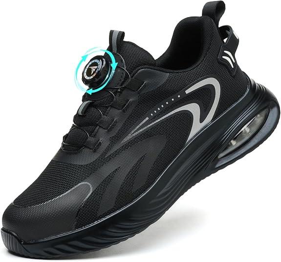AEKYIWL Scarpe Antinfortunistiche Uomo Donna Scarpe da Lavoro Leggere Traspiranti Comode Scarpe Sicurezza con Lacci Fibbia Girevole Regolazione Rapida
