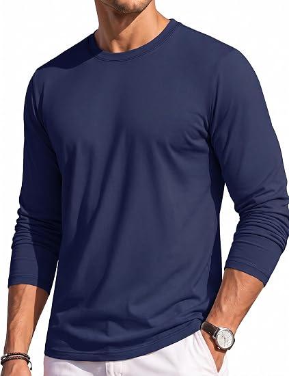TACVASEN Maglia Uomo Manica Lunga Cotone Girocollo Casual Versatile