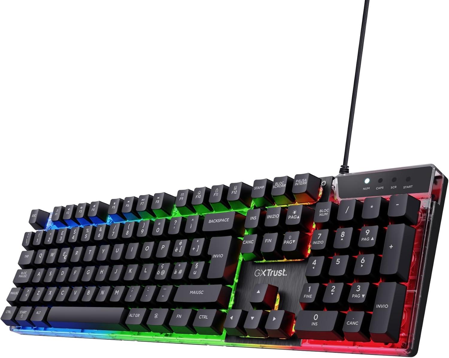 GXTrust Azor Tastiera Gaming USB Layout Italiano QWERTY, Nero