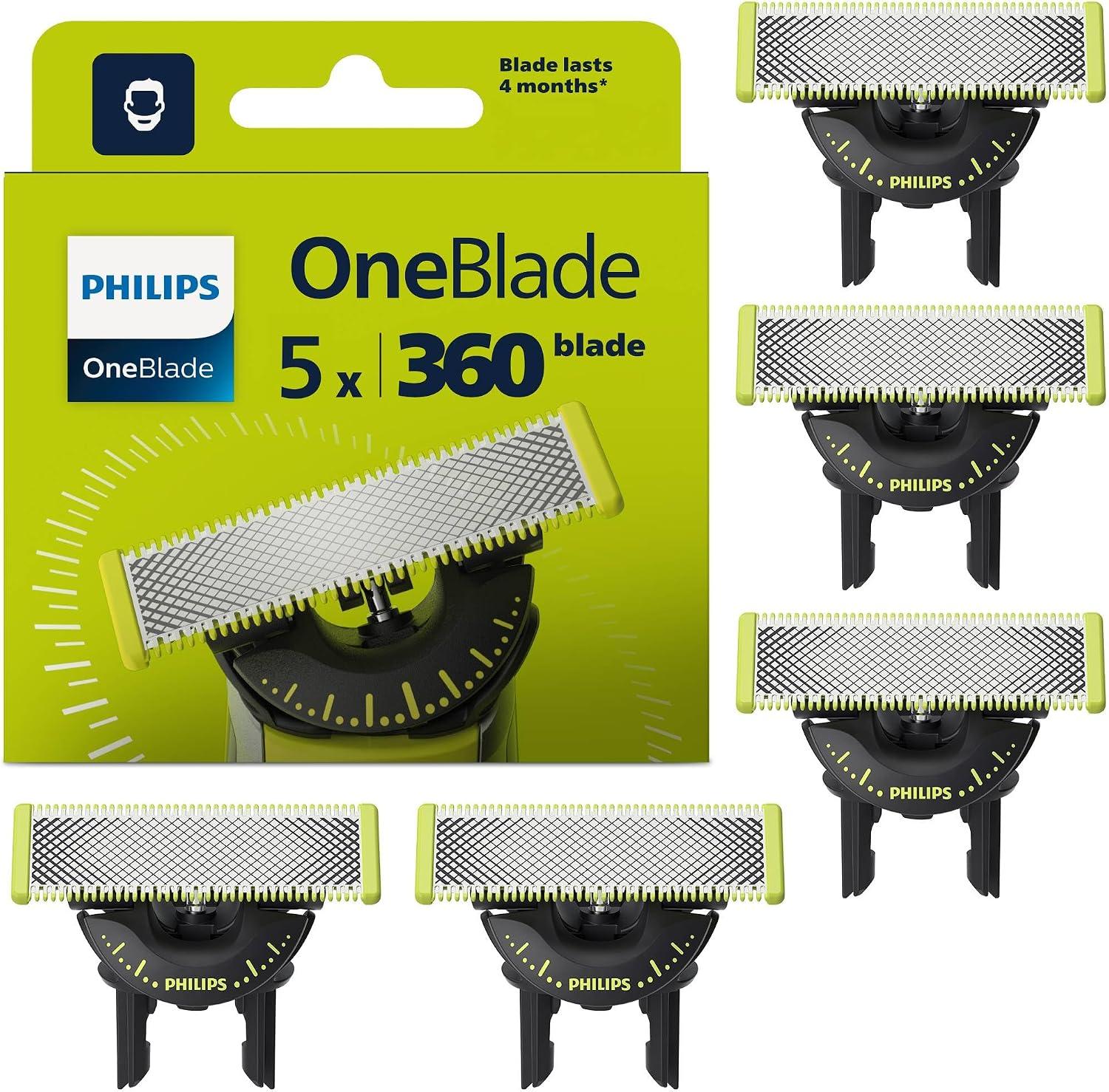 Philips OneBlade Original 360 lame, compatibili con tutti i modelli OneBlade e Pro, 5 pezzi (modello QP450/50)
