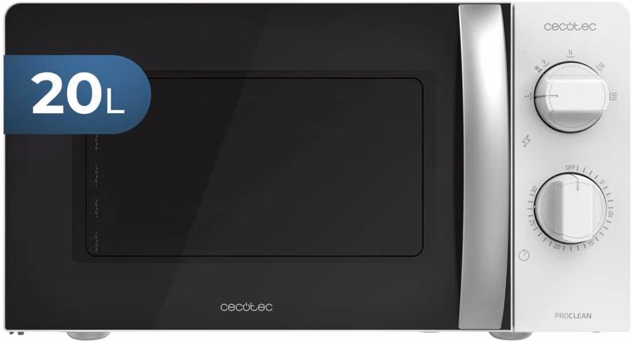 Cecotec Forno a Microonde ProClean 2010 da 20 Litri, 700 Watt di potenza, tecnologia 3DWave, modalità di scongelamento, 6 livelli di potenza, timer di 30 minuti, design compatto